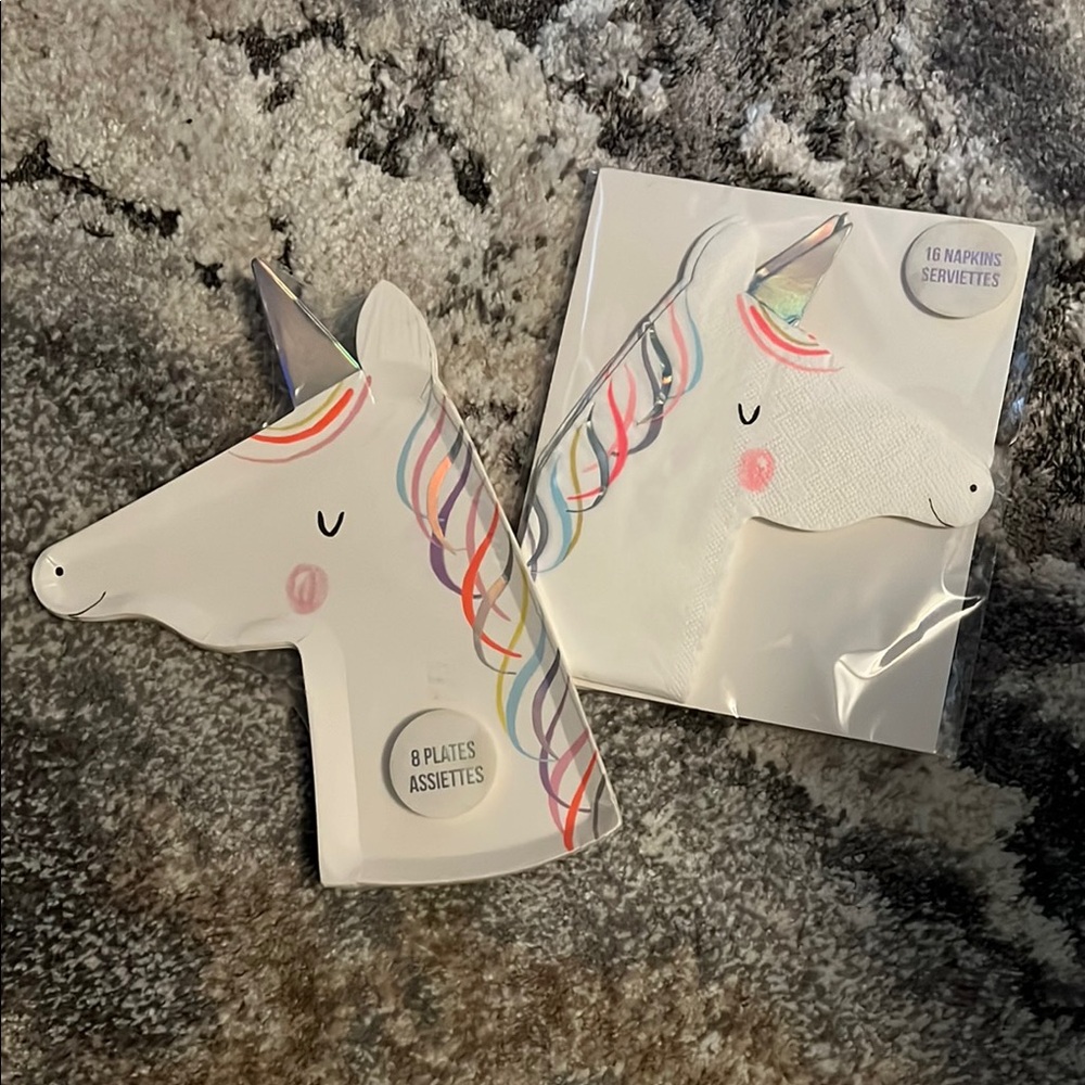 Meri Meri unicorn plates and napkins, NEW!